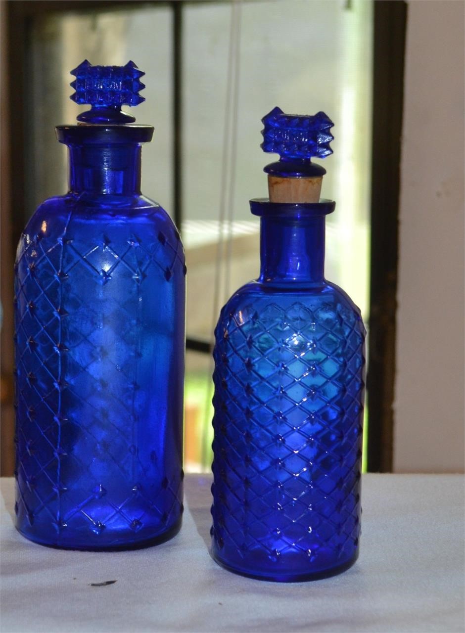 2 beautiful vtg poison cobalt bottles x the money