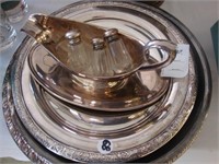 Lot of silverplated trays including salt and