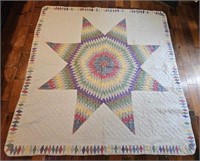 Colorful Star Pattern Vintage Quilt 79" X 77"