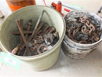 (2) BUCKETS SCREWS, NUTS, BOLTS, CHAINS