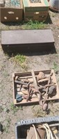 Vintage crate of antique tools