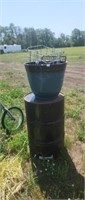 Burn barrel and misc flower pot