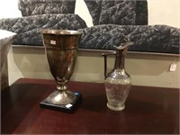 Silver plate vase and claret jug