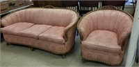 1920"s carved sofa and matching chair