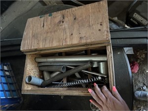 Wooden Box w/ Metal Pipes  (Garage)
