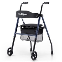 OasisSpace Folding Walker with Seat, 6” Front Whe