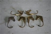 6 Brass Horse Head Hooks  6"
