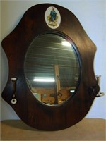 Vtg. Wooden Hall Mirror