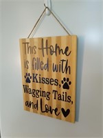 Kisses & Wagging Tails Wood Sign