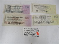 4 old German notes