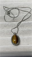 925 Sterling Silver Chain With Tiger Eye Pendant 1