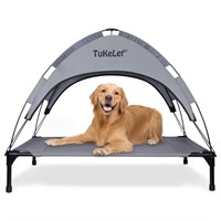 TUKELER Elevated Dog Bed with Canopy,Portable Cool