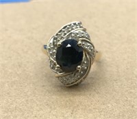 14K Gold Sapphire & Diamond Ring