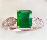 2ct Colombian Emerald Ring 18K Gold