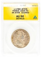 Coin 1790 France-Jeton-King Louis XVI-ANACS-AU50