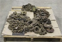 Assorted Heavy Duty Chains & Hooks, Unknown Sizes