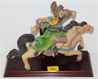 CLAY HORSE WITH ORIENTAL RIDER