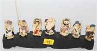 7PC 3" BONE ORIENTAL FIGURES AND STAND