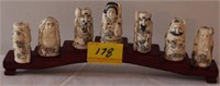 7PC 2" ORIENTAL BONE FIGURES AND STAND