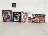 4 Metal Coca-Cola Signs