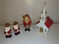 Vintage Plastic Santa, Santa S&P and Church
