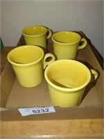 4 Fiesta Yellow Coffee Cups