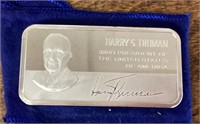 5000 grains sterling silver bar Harry Truman