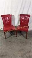 Set of Two Red Vinyl Chairs