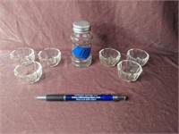 (6) Vintage Clear Glass Salters &