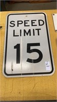 15 mph Speed limit sign - 18 x 12 inches