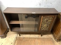Beautiful carved Teak cabinet with sliding glass d