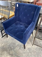 Vintage Style Blue Velvet Arm Chair