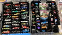 Hot wheels storage container with cars.