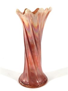 Opalescent Marigold Ribbed Spiralex Vase