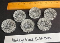 Vintage crystal etched salt dips