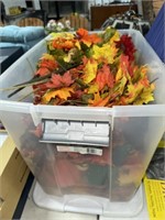 LARGE TOTE LOT OF FALL DECORATIONS