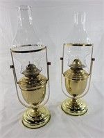Set of 2 EAGLE Brass Swivel Oil Lamps