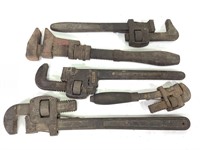 Lot of 6 Vintage & Antique Pipe Wrenches
