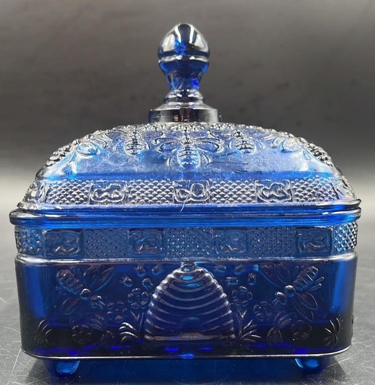 Indiana Tiara Cobalt Beehive Covered Dish