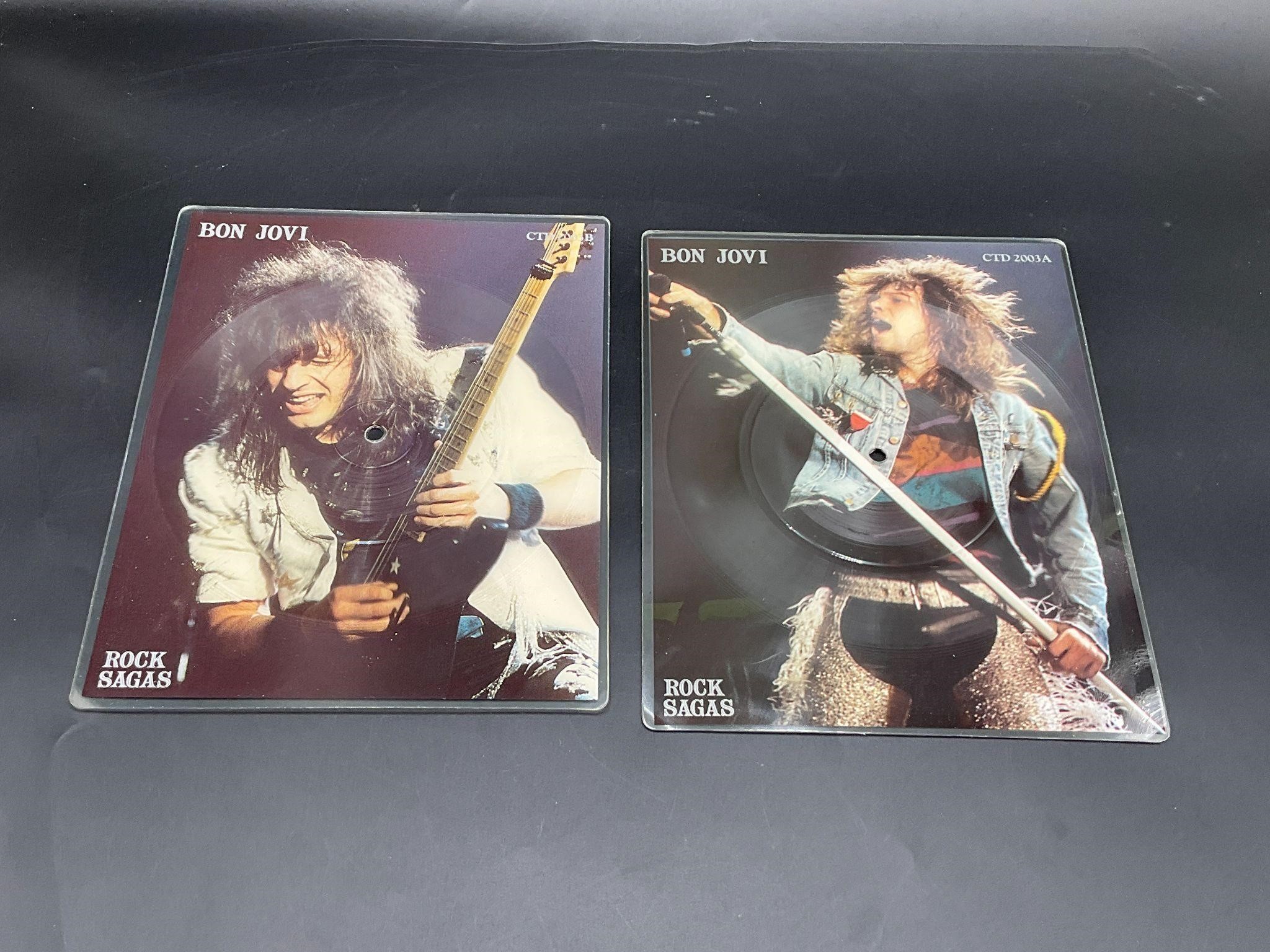 2 Bon Jovi 1988 Rock Saga 7" Shaped Picture Discs