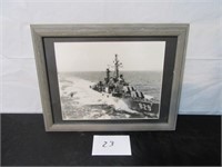 829 Battle Ship Picture w/ frame