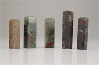 GROUP OF FIVE CHINESE SOAPSTONE SEALS