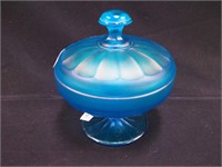 6" high Fenton Celeste Blue glass footed candy