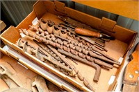 Flat of Assorted Vintage Wood Bits, File & Others