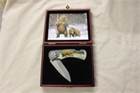FOLDING KNIFE WITH BEAR IMAGE, STAINLESS
