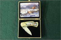 FOLDING KNIFE WITH PHEASANT IMAGE, STAINLESS