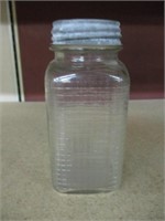 Vintage Square checkered Glass Jar metal Lid