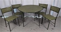 Vintage Olive Green Foldable Table & Chair Set