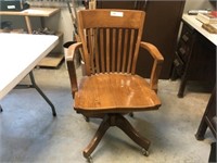 Vintage Oak Rolling Swivel Office Chair