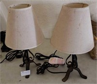 Pair Metal Base Lamps W/ Shades